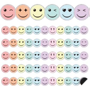 Qeeenar 24 Pcs Smile Face Magnetic Borders for Classroom Whiteboard Magnetic Strips Trim Bulletin Board Borders School Classroom Chalkboard Decorations for School Teacher Supply(Pastel)