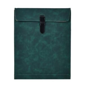 QiXin Green PU Leather File Folder, Snap Closure Document Organizer, A4 Envelopes Filing Folder