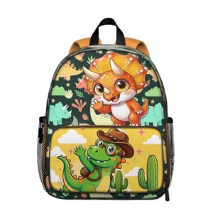 Quelindra Toddler Backpack for Kids 4-6 – Cute Dinosaur Greeting Kids Backpack, Adorable Preschool Kindergarten Daycare Bag with Padded Straps & Chest Clip, Small Backpack for Kids Travel & Gift