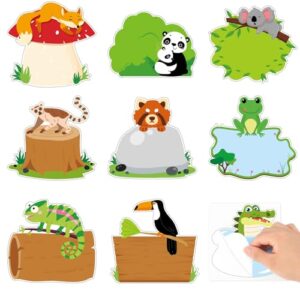 Qyeahkj 120pcs Jungle Animal Desk Name Tags Animals Classroom Decorations Safari Desk Name Plates Label Stickers Cutouts Jungle Themed Classroom Bulletin Board Decor for Kid Teacher School Nursery