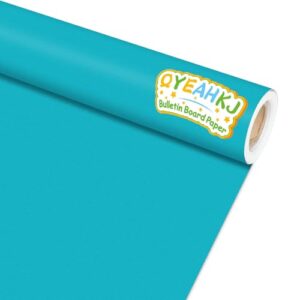 Qyeahkj 17.7in x 20ft Bulletin Board Paper Roll Bulletin Board Background Paper Fade Resistant Classroom Decoration Poster Art Craft Home Wall Education Decor Supplies Teal Blue