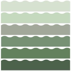 Qyeahkj 85 Feet Green Bulletin Board Border 72 Pcs Classroom Scalloped Eucalyptus Themed Bulletin Spring Paper 6 Scalloped Border Trim Greenery DIY Supplies for Back to School Home Office Wall Decor