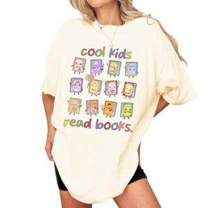 Reading Teacher Shirt First Day of School - Back to School Teachers Shirts for Women - I Still Read Children Books Tshirt - Book Character Gift for Friend (Ivory-M)