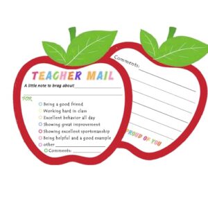 Remarkabel 60 Pcs Apple Teacher Mail Notes Happy Mail Postcards Teacher Mail for Rewards Preschool Elementary Classroom Must Haves (4x5inch)