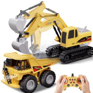 Remote Control Excavator & Dump Truck Set, 2 Pack Rc Construction Vehicles