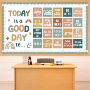 Retro Boho Today is a Good Day Bulletin Board Set Motivational Back to School Bulletin Board with Heart Cutout Mental Health Positive Classroom Decor for Teacher Student Classroom School Wall Supplies