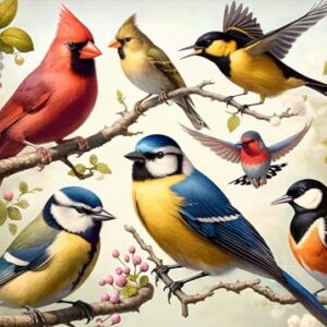 Rocorose 1000 Piece Puzzle for Adults, Colorful Birds and Flowers Puzzle with Exquisite Poster, Challenging Spring Garden Animal Songbirds Cardinals Puzzles Game
