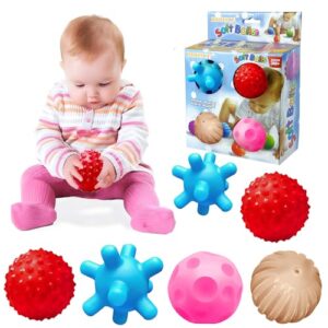 ROHSCE Baby Sensory Balls, 4 Pack Textured Toys for Babies 3 Months+