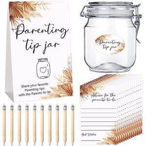 Roowest Baby Shower Games 60 Advice Cards Tip Jar Set, Boho