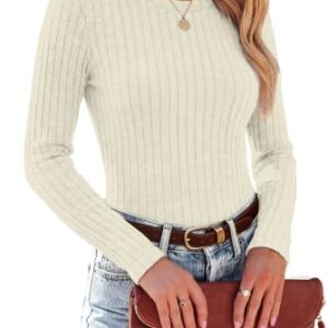 RUMIA Women's Crewneck Long Sleeve T-Shirts Slim Fitted Tops Fall Outfit