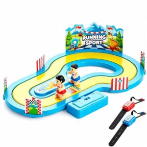 Running Game for Kids - Motion-Sensing Racing Game Toy, 2-Player Interactive Sport Game with Wireless Wrist & Ankle Bands, Indoor Active Party & Family Fun, Gift for Boys & Girls (Blue)