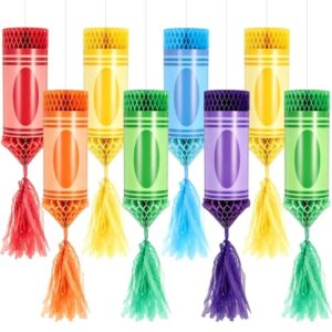 Sabary 8 Pcs 8 Pcs Crayon Honeycomb Decor Back to School Classroom, Rainbow