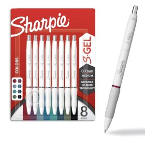 Sharpie S-Gel Pens, Fashion Barrel White Pearl, Medium Point (0.7mm), Bold Ink Colors, 8 Count