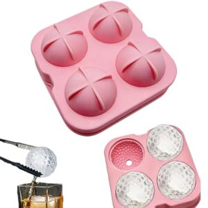 Silicone Ice Cube Tray, Round Sphere Ice Ball Maker, Pink, 4 Pieces