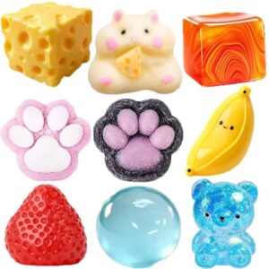 Slow Rising Squishy Toy Set, Sensory Stress-Relief Soft Silicone Toys, Soft and Bouncy Stress-Relief Toys, Anxiety Relief, Cute Soft Silicone Toys, Party Favors (Set B)