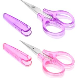 Small Craft Scissors, 3.5" Travel Scissors Tsa Spproved Compact Stainless Steel TSA Approved Scissor Carry on for Travel, Sewing, Embroidery, Crafts, Knit (Pink, Purple)