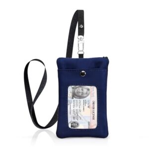 Small Lanyard Wallet with ID Window Minimalist Nylon Zipper Lanyard Pouch
