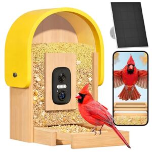 Smart Bird Feeder Camera, 2K HD Solar Powered, AI Bird ID, 2.4GHz WiFi