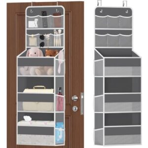 SpaceHacks 5-Tier Over the Door Organizer with Mesh Pockets, Dark Grey
