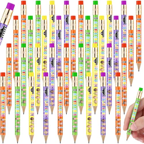 Spakon 72 Pcs Kindergarten Pencils Golf Pencils Here I Come School Supplies Easy to Hold for Classroom Reward Party Favor with Erasers