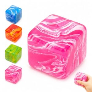 Squishy Fidget Toys Stress Cube Bulk,Slow Rising Stress Relief Toy,Swirl Cube Squishy for Anxiety Relief,Small Squishy Toys for Classroom Prizes Party Favors (Pink)