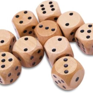 STAHLHAMMERS - 10 Pack Wooden Dice Set - Standard 16mm 6 Sided - Perfect for Board Games and RPGs