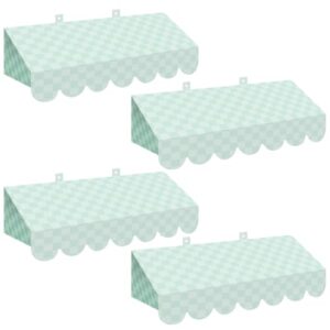 Tallew 4 Pcs 3D Cardboard Awning Wall Decor, Checkers, Mint