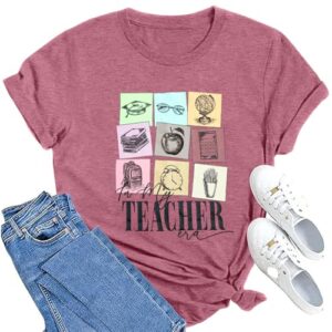 Teacher Shirts Women in My Teacher Era Shirt Kindergarten Teacher Graphic Shirts Casual Teaching Life Tee Tops
