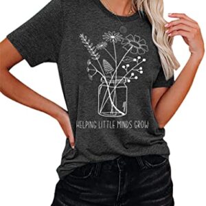 Teacher Shirt Women Wildflower Teacher Shirts Helping Little Minds Grow Top