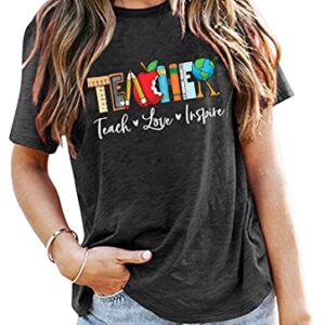 Teacher T Shirt for Women Teacher Graphic Tees Casual Inspirational Tops