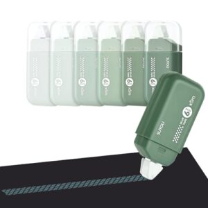 Temiary 6-Pack Scrapbook Tape, 0.24In x 16.4Ft Erasable Double Sided Tape Roller, Adhesive Glue Dispenser Runner for Crafts and Arts Projects School Office Journaling Scrapbooking Supplies (Green)