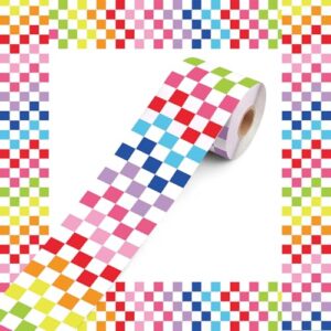 Tenceur 120 ft Checkered Bulletin Board Border Gingham Border,Colorful