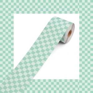 Tenceur 120 ft Checkered Bulletin Board Border Gingham Border,Green