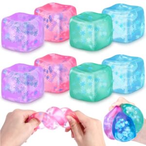 Teyva Daily 8 Pcs Stress Cube with Snowflakes Slow Rising, 4 Colors