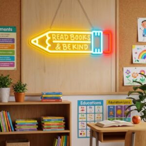 Thyle Read Books Neon Sign for Classroom Decor