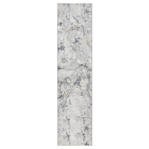 Town & Country Luxe Opaline Bold Marble Runner Area Rug with Glam Metallic Ribbed Texture Pile, Charcoal Grey, 1'9"x7'2"