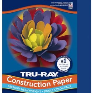 Tru-Ray Heavyweight Construction Paper, Royal Blue, 9" x 12", 50 Sheets (PAC103017), 1 Count (Pack of 1)