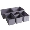 TYEERS Drawer Organizers, Durable Fabric, Washable, with Base Support Boards, Small Storage Boxes for Bathroom, Closet, Dresser, Set of 6, Dark Grey