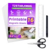 TZSTARJIMAG Printable Magnetic Sheets for Inkjet Printer,8.5" x 11"(16Pack)
