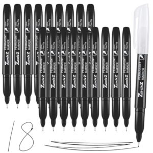 Ultra Fine Point Permanent Black Marker, 18 pack Permanent Markers, Permanent Markers Ultra Fine Tip 0.4 mm Tip, Waterproof & Fade-Proof Ink, Quick Drying, Writing on Paper, Plastic, Metal, Glas