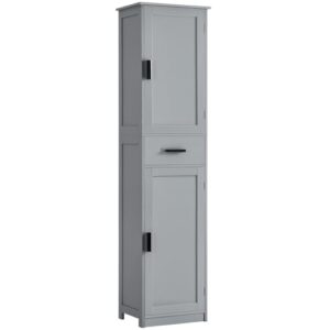 usikey 67“ Tall Bathroom Cabinet, Storage Cabinet with 4 Shelves & 2 Doors, Narrow Storage Cabinet for Bathroom, Living Room, Home Office, Greige
