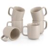vancasso 16 oz Coffee Mugs Set of 6, Large Ceramic Mug with Handle, Unique Glaze Coffee Cups for Latte, Cappuccino & Hot Cocoa, Dishwasher & Microwave Safe, Gray, Series PLAYA