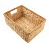VILSSOVY Water Hyacinth Storage Basket with Handles, 14.2 x 10.2 x 6.7 in