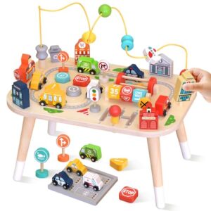 Weilim Montessori Wooden Activity Table for Toddler 1-3, Learning Toys
