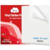 Weliu Matte Printable Vinyl Sticker Paper 21 Sheets, Waterproof White Decal Paper for Inkjet & Laser Printers, 8.5" X 11", Quick Dry Vivid Colors, Ideal for Testing & Small Projects
