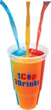 WESCUP – World's First Ever 3-Compartment Reusable Souvenir Drinking Cup with 3 Straws for Hot and Cold drinks, BPA free, Dishwasher Safe - 24oz