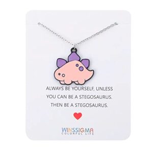 Winssigma T-Rex Dinosaur Necklace, Stegosaurus Charm Necklace Dinosaur Jewelry Cute Animal Jewelry(Stegosaurus Chain)
