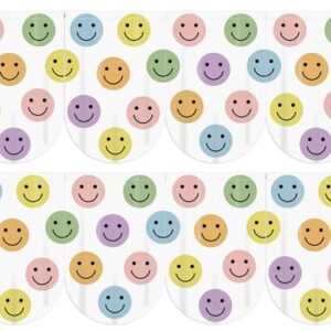 Wiooffen 8Pcs School Classroom Curtains Pastel Smile Face Curtain Back to School Classroom Decoration Smile Face Valance Curtains for Window Kindergarten Daycare Primary Bedroom Playroom Room Decor