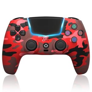 Wireless Controller for PS5, Compatible with PS5/Pro/Slim/PC, Replaces the PS5 Controller with Hall-Effect Joysticks, Hall-effect Triggers, 6-Axis Gyros, Dual Vibration And Turbo, 3.5mm Audio Jack/Speaker, Red