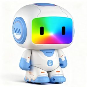 Xizistrophix Interactive Learning Robot Toy for Kids Ages 3–6, Button-Based Programming, Touch Light Effects, Music & Dancing, Record & Voice Changer, Rechargeable Preschool Educational Toy (Blue)